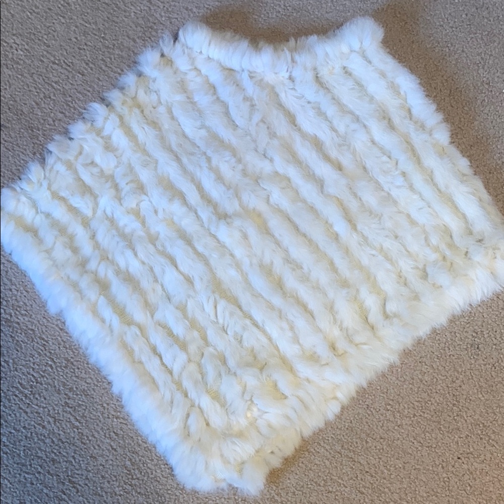 White Faux Fur Poncho